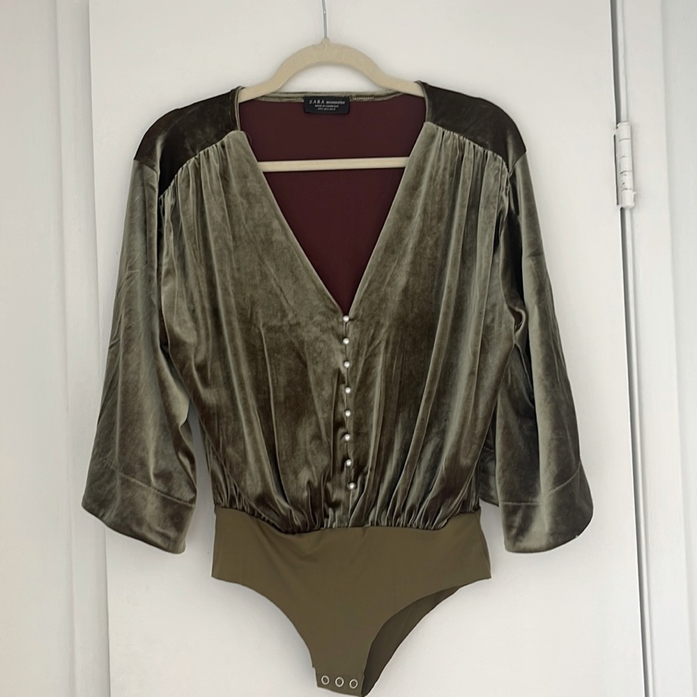 Green Velvet Zara Bodysuit